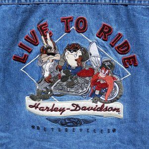 WARNER BROTHERS TAZ AND HARLEY DAVIDSON JEAN JACKET SIZE XL